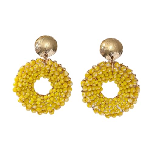 Gelbe Ohrhänger für Frauen, Sommerperlen, Hirseperlen, Bohemia, Strandurlaub, Statement Ohrringe, Handgefertigt, Party Strandschmuck von Generisch