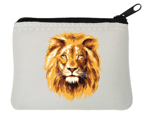 Gelber Löwenkopf Kunst Neopren Münzgeldbeutel 10 x 11 cm Weiß von Generisch