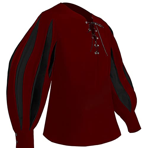 Gelbes Herren Mittelalterlicher Hofprinzen-Sportmantel mit Goldener Stickerei für Herren Classic Fit (Red, XXL) von Generisch