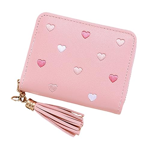 Geldbeutel Kinder, PU Mini Geldbörse Damen, Portemonnaie Kinder, Portmonee Kinder mit Reißverschluss und getrennten Fächern, Nette Portmonee Kinder Mini Geldbörse Kinder mit Quaste (1Stück) von Generisch