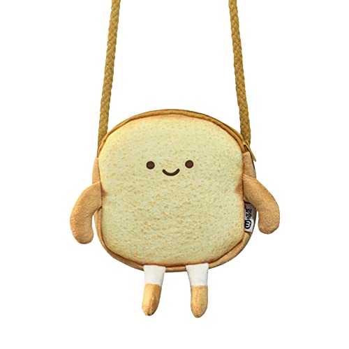 Geldbörse Damen, Süße Toastbrot Münztasche, Modische kleine Portemonnaie, Brieftasche Niedlich Kreativ Umhängetasche, Brot Portmonee, Geldbeutel Mädchen mit Reißverschluss (I) von Generisch
