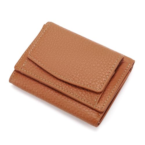 Geldbörse Damen mit Münzfach, Kleine Geldbeutel, PU Leder Portemonnaie mit Schutz Kreditkartenetui für Frauen Mädchen, Mini Münzfach Portemonnaie, Portmonee mit Kreditkartenetui (Karamellfarbe) von Generisch