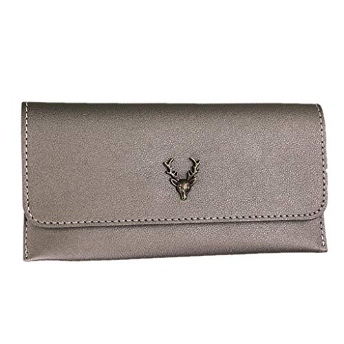 Geldbörse Herren, Retro Girls Leather Long Paragraph Simple Solid Color Deer Purse Wallet Brieftasche Herren Groß Rot Kartenetui & Geldbeutel für Herren Portemonnaie von Generisch