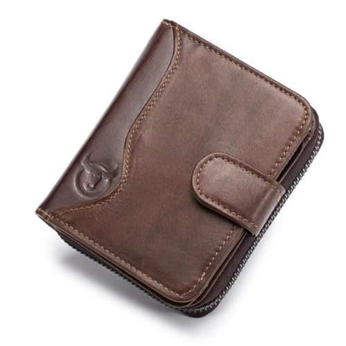 Geldbörse Herren Echtem Leder RFID Schutz Vintage Ledergeldbörse Portmonee Herren Slim Praktischer Wallet mit 17 Kartenschlitz (A Braun) von Generisch