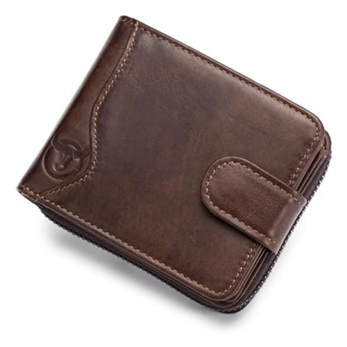 Geldbörse Herren Echtem Leder RFID Schutz Vintage Ledergeldbörse Portmonee Herren Slim Praktischer Wallet mit 17 Kartenschlitz (B Braun) von Generisch