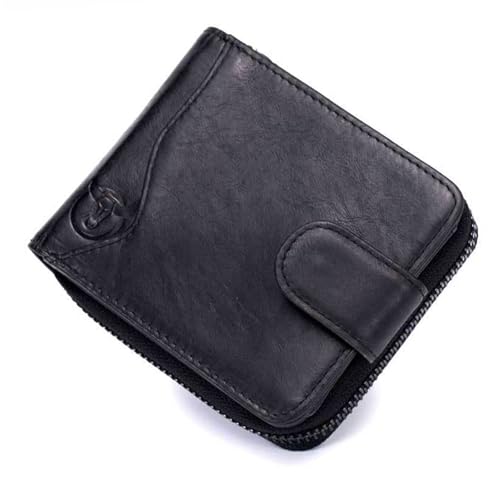 Geldbörse Herren Echtem Leder RFID Schutz Vintage Ledergeldbörse Portmonee Herren Slim Praktischer Wallet mit 17 Kartenschlitz (B Schwarz) von Generisch
