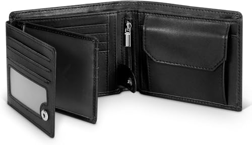 Geldbörse Herren Slim Wallet RFID Blocking Mikrofaser Portmonee Herren mit 13 Kartenetui, nero, 12.5 x 2.5 x 10 cm, Minimalistisch von Generisch