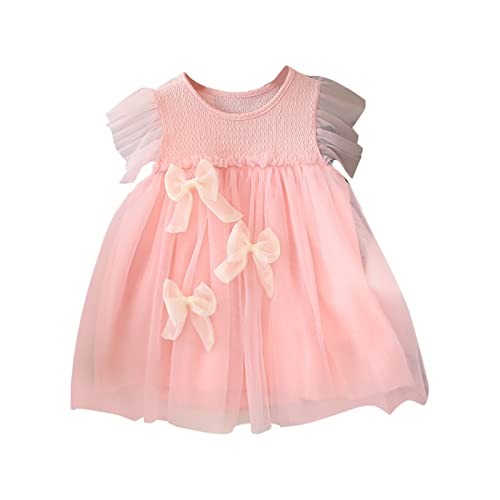 Geldbörse Mit Kette Prinzessin Mesh-Kleid für Mädchen mit fliegenden Ärmeln und Rundhalsausschnitt im Sommer Mädchen Strick (Pink, 3-4 Years) von Generisch