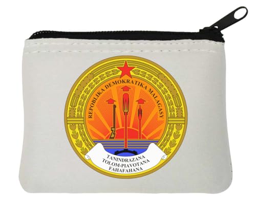 Geldbörse aus Neopren, Motiv: Emblem der Demokratischen Republik Madagaskar, 10 x 11 cm, Weiß von Generisch