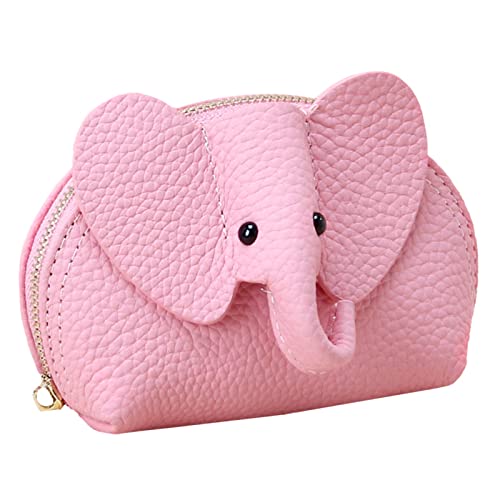 Geldbörse aus Rindsleder, Tier, niedlich, Elefant, Geldbörse, Ledergeldbörse mit Handgelenk, Handy am Riemen, Rosa, Einheitsgröße von Generisch