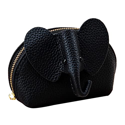 Geldbörse aus Rindsleder, niedlich, Elefanten-Geldbörse, Ledergeldbörse mit Handgelenk, Handy, rote Geldbörse (Schwarz, Einheitsgröße) von Generisch