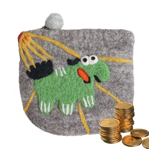 Geldbörse aus Wollfilz – Orange Münzaufbewahrung Geldbörse | Birne Münztasche Orange Münzaufbewahrung Geldbörse Filzbörse Tier Wollfilz Kleine Geldbörse, Dinosaurier-Tasche, Refer to description, von Generisch