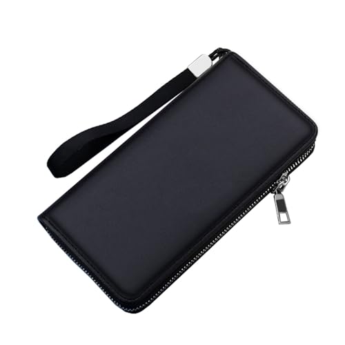 Geldbörse für Damen, modische Ausweis, lange Geldbörse, einfarbig, mit Reißverschluss, mehrere Kartenfächer, Clutch, Weihnachtsgeschenk, Schwarz , Einheitsgröße von Generisch