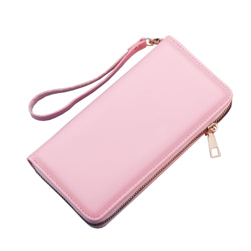Geldbörse für Damen, modische Ausweis, lange Geldbörse, einfarbig, mit Reißverschluss, mehrere Kartenfächer, Clutch, Weihnachtsgeschenk, rose, Einheitsgröße von Generisch