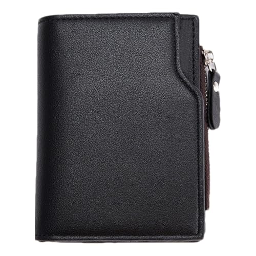 Geldbörse für Herren – Leder-Münztasche | Multi-Karten-gefaltete Geldscheine | Vertikale Münzgeldbörse mit Druckknopf | Kartenhalter Geldbörse | Bargeld Holding Wallet für Herren Reisezubehör, Schwarz von Generisch