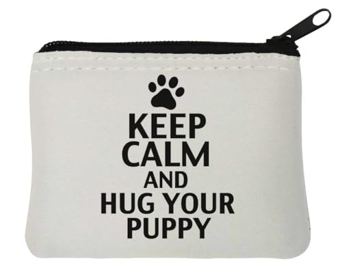 Geldbörse mit Aufschrift "Keep Calm and Hug Your Puppy Cute Paw Graphic", Neopren, 10 x 11 cm, Weiß von Generisch