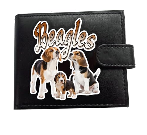Geldbörse mit Beagle-Hunde-Logo, RFID-Diebstahlschutz, weiches Leder, großes Münzfach, Schwarz, Schwarz , Standard, Klassisch von Generisch