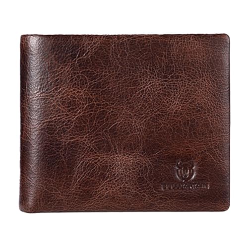 Geldbörse mit RFID Schutz, Kompaktes Herren Portemonnaie aus Leder, Slim Wallet Kartenhalter, Platz für 6 Karten, Brieftasche für Männer (Braun) von Generisch