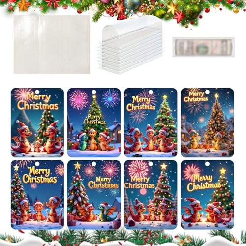 Geldhalter für Bargeld,Weihnachts-Geldhalterkarten, 8 Stück Geldkarten Geldhalter - Weihnachtszubehör mit Umschlägen, Bargeld, niedlichen Weihnachtsschmuck für Geld von Generisch