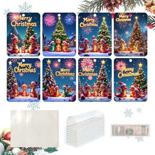 Geldhalter für Bargeld,Weihnachts-Geldhalterkarten - 8 Stück Geldkarten Geldhalter,Niedliche Weihnachtsornamente mit Umschlägen, Bargeld, Weihnachtszubehör für den Weihnachtsbaum von Generisch