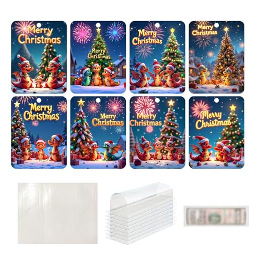Geldhalter für Bargeld,Weihnachts-Geldhalterkarten - -Geldhalter, Drachen-Geldkarten,Niedliche Weihnachtsornamente mit Umschlägen, Bargeld, Weihnachtszubehör für den Weihnachtsbaum von Generisch
