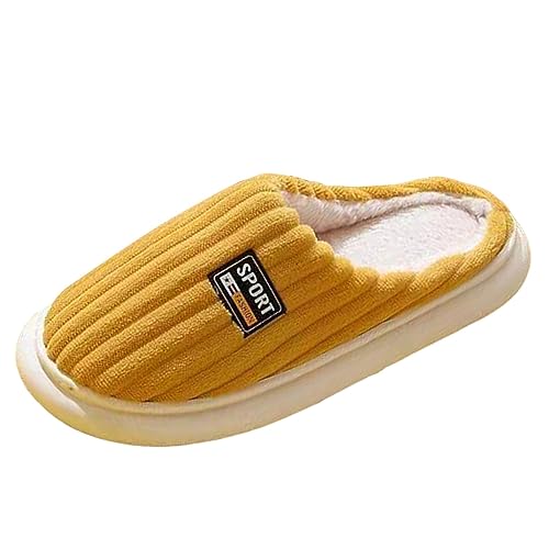Gemütliche Frauen Hausschuhe Baumwolle mit Dicke Sohlen für Modische Hausschuhe für Bequeme Momente Stylische Slipper für Entspannung (Yellow, 38) von Generisch