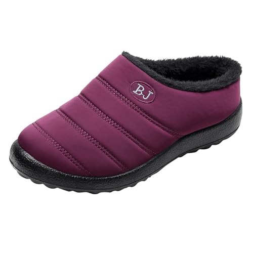 Gemütliche Hausschuhe für Damen, für drinnen und draußen, Bequeme, weiche Schuhe mit Fleecefutter für zu Hause und unterwegs Damenschuhe 39 Sandalen (Red, 45) von Generisch