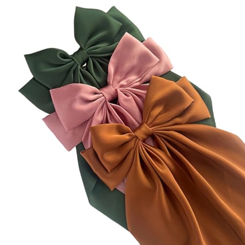 Generic Große Haarspange mit Schleife und Federverschluss, einfarbiger Hinterkopf-Haarschmuck für Damen (3 Stück - A, 36 x 18 cm) von Generisch