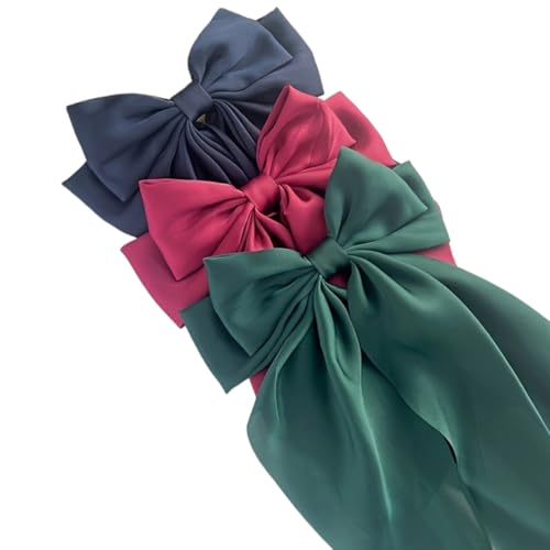 Generic Große Haarspange mit Schleife und Federverschluss, einfarbiger Hinterkopf-Haarschmuck für Damen (3 Stück-F, 36 x 18 cm) von Generisch