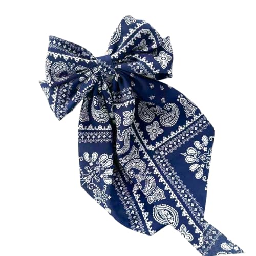 Generic Große Haarspange mit Schleife und Federverschluss, einfarbiger Hinterkopf-Haarschmuck für Damen (dunkelblau, 36 x 18 cm) von Generisch
