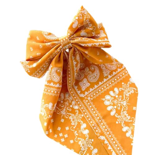 Generic Große Haarspange mit Schleife und Federverschluss, einfarbiger Hinterkopf-Haarschmuck für Damen (gelb 3,36 x 18 cm) von Generisch