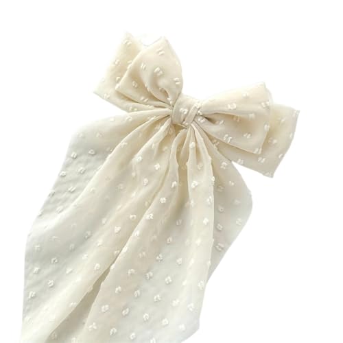 Generic Große Haarspange mit Schleife und Federverschluss, einfarbiger Hinterkopf-Haarschmuck für Damen (grau, 36 x 18 cm) von Generisch