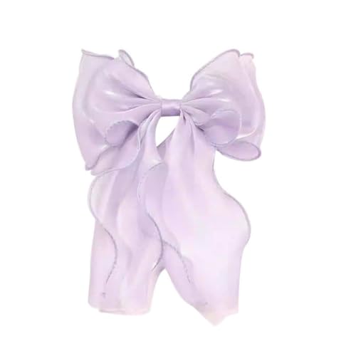 Generic Große Haarspange mit Schleife und Federverschluss, einfarbiger Hinterkopf-Haarschmuck für Damen (lila 3,36 x 18 cm) von Generisch