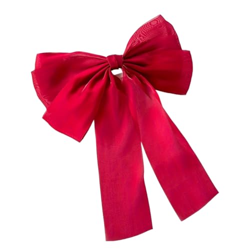 Generic Große Haarspange mit Schleife und Federverschluss, einfarbiger Hinterkopf-Haarschmuck für Damen (rot, 6,36 x 18 cm) von Generisch