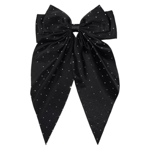 Generic Große Haarspange mit Schleife und Federverschluss, einfarbiger Hinterkopf-Haarschmuck für Damen (schwarz, 3,36 x 18 cm) von Generisch