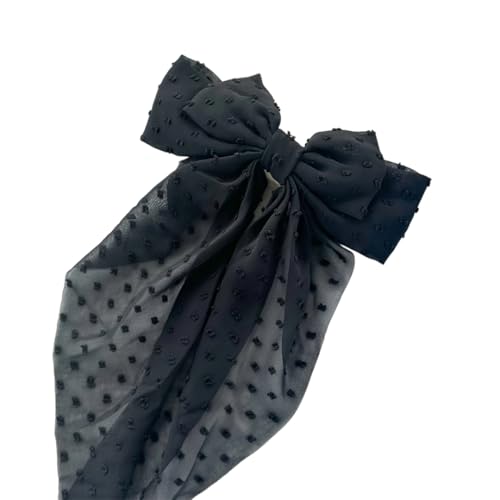 Generic Große Haarspange mit Schleife und Federverschluss, einfarbiger Hinterkopf-Haarschmuck für Damen (schwarz, 36 x 18 cm) von Generisch