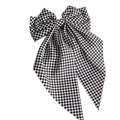 Generic Große Haarspange mit Schleife und Federverschluss, einfarbiger Hinterkopf-Haarschmuck für Damen (schwarz-weiß, 3,36 x 18 cm) von Generisch