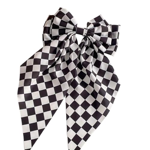 Generic Große Haarspange mit Schleife und Federverschluss, einfarbiger Hinterkopf-Haarschmuck für Damen (schwarz-weiß, 36 x 18 cm) von Generisch