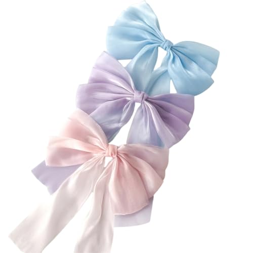 Generic Große Schleife Schleife Haarspange mit Federverschluss, einfarbiger Hinterkopf-Haarschmuck für Damen (JY125-3pcs-B, 36 x 18 cm) von Generisch