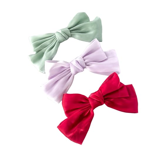 Generic Große Schleife Schleife Haarspange mit Federverschluss, einfarbiger Hinterkopf-Haarschmuck für Damen (JY126-3pcs-C, 36 x 18 cm) von Generisch