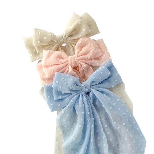 Generic Große Schleife Schleife Haarspange mit Federverschluss, einfarbiger Hinterkopf-Haarschmuck für Damen (JY129-3 Stück - D, 36 x 18 cm) von Generisch