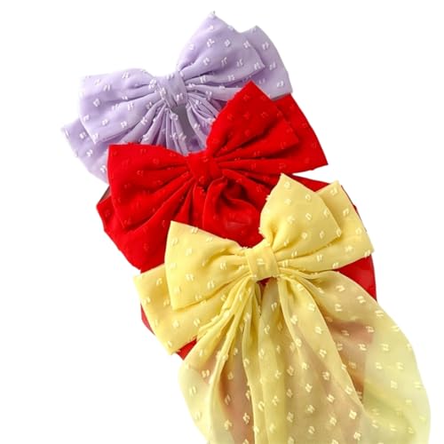 Generic Große Schleife Schleife Haarspange mit Federverschluss, einfarbiger Hinterkopf-Haarschmuck für Damen (JY129-3pcs-A, 36 x 18 cm) von Generisch