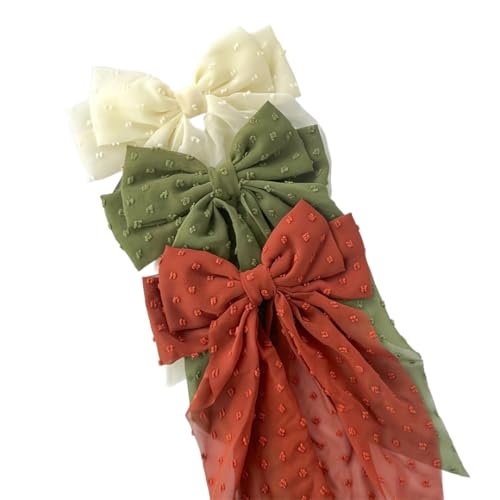 Generic Große Schleife Schleife Haarspange mit Federverschluss, einfarbiger Hinterkopf-Haarschmuck für Damen (JY129-3pcs-C, 36 x 18 cm) von Generisch