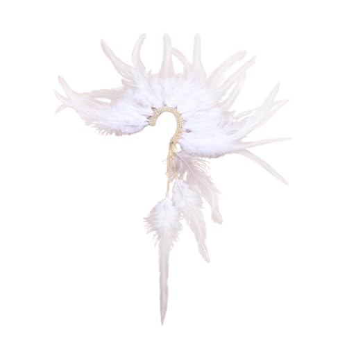Generic Handgefertigte Gefieder-Ohrmanschette Imitation Gefieder Wrap Nicht Piercing Quasten Ohrclip Manschette Ohrringe für Frauen Hochzeit, 42.8cm, Imitation Feder von Generisch
