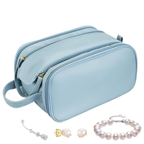 Generic Reise-Kosmetiktasche, Reise-Make-up-Tasche, tragbarer Organizer, tragbar, wasserdicht, Kosmetiktasche, Make-up-Tasche, Aufbewahrungs-Organizer für Hautpflegeprodukte, Pinsel, Hellblau (2), von Generisch