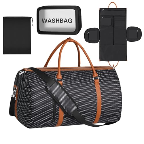 Generic Umwandelbare Kleidersäcke für Reisen, 2-in-1 Handgepäcktasche, Handgepäcktasche, wasserdichte Reisetasche, große Kapazität, Aufbewahrung für Business, Männer, Frauen, Schwarz , Refer to von Generisch