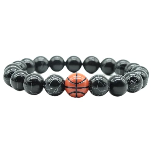 Generico Armband Herren Basketball Fußball Armband 10 mm Steinperlen Geschenk der Liebe (Baseball Turquoise) von Generisch