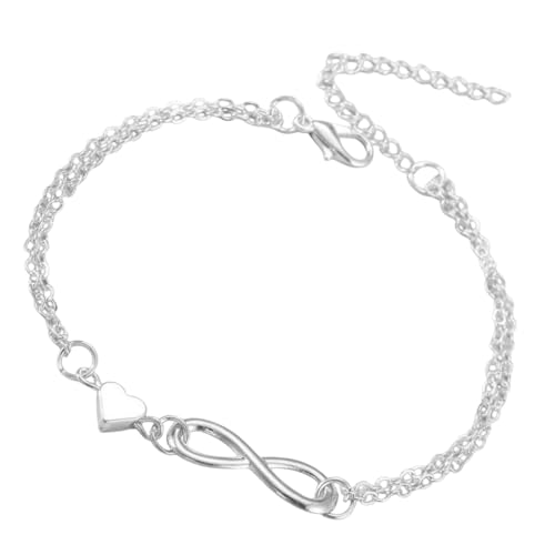 Generico Armband in Herzform mit Kette, Armband Kette Liebe aus Metall | Verstellbares Accessoire für Bankett, Cocktail, Hochzeit, , riferimento alla descrizione, Metall, Siehe Beschreibung von Generisch