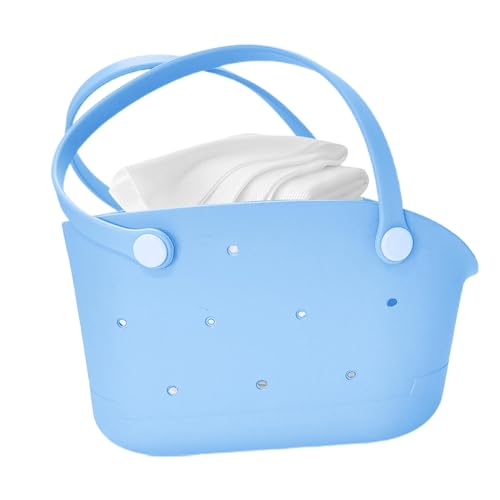Generico Beach Bag - Tote Bag | Tote for Pool and Boat, Waterproof Rubber Small Sandproof Washable Carrier for Beach Accessories, Pool Container for Outdoor Activities, blau, riferimento alla von Generisch