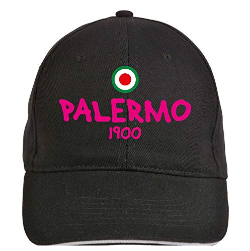Generico Bestickte Mütze Palermo Schwarz - Sportlich Ultras, aus Polyester, 5 Panels, Größenverstellung mit Klettverschluss, Weiß, One size von Generisch
